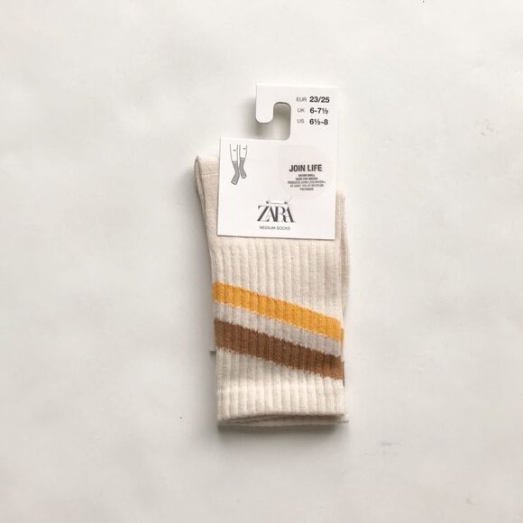 Zara NWT neutral stripe socks 12-24 months/2-3T/4-5T - Picture 5 of 8